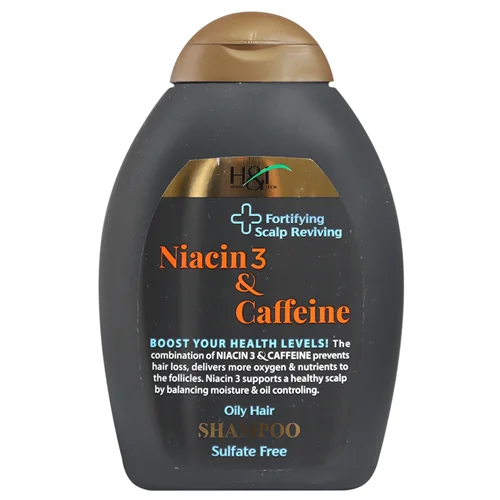 شامپو تقویت کننده مو نیاسین و کافئین اچ اند تی مناسب موی چرب