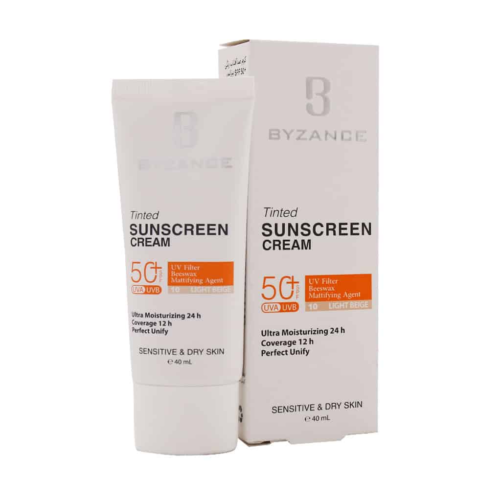 کرم ضد آفتاب رنگی SPF50 پوست خشک بیزانس