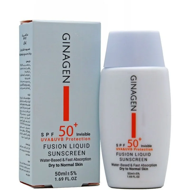 کرم ضد آفتاب بی رنگ SPF50 مناسب پوست های خشک و نرمال ژیناژن