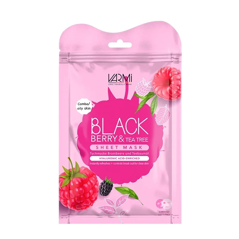 ماسک صورت نقابی وارمی حاوی عصاره تمشک و روغن چای