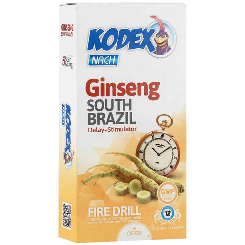 کاندوم تاخیری جینسینگ کدکس مدل Ginseng بسته 12 عددی