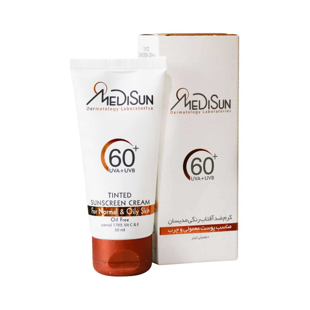 کرم ضد آفتاب رنگی پوست معمولی و چرب SPF60 مدیسان