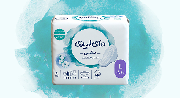 نوار بهداشتی مای لیدی مدل مکسی نیمه ضخیم  پنبه ای 8 عددی